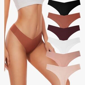 6 Pack Seamless Thong Underwear for Women - Sz XL Neutrals Sexy Soft Silky